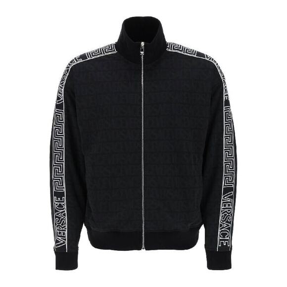 Versace Light Jacket Men Size L Black Logo Print Jacquard Mitchel Fit NWT $1,725 - Picture 1 of 15